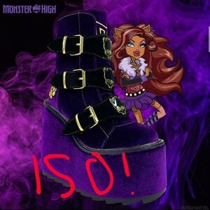 Monster High Black and Purple Kids Platform Boots